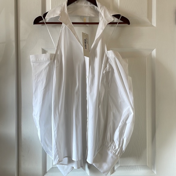 Petersyn X Revolve Walker off shoulder button up in white - Picture 2 of 7